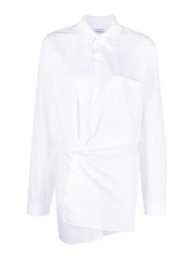 Shop Off-white Cotton Shirt Dress In White