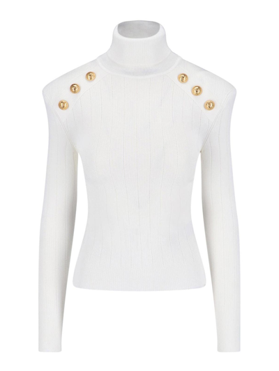 Shop Balmain Suéter Con Escote Barco - Blanco In White