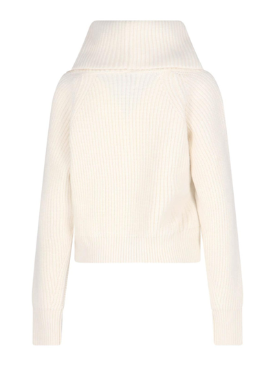 Sa Su Phi High-neck Ribbed Knit Sweater In White