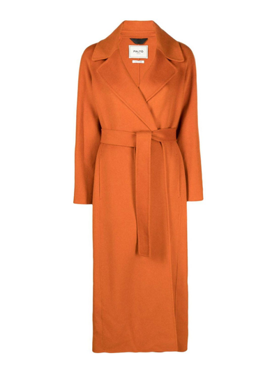 Shop Palto' Paola Wool Blend Long Coat In Naranja