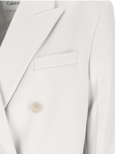 Shop Calvin Klein Double-breasted Wool Coat In White