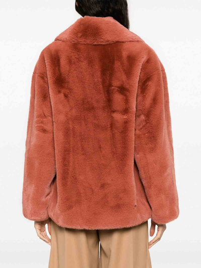 Shop Stand Studio Savannah Faux Fur Lush Teddy Jacket In Red