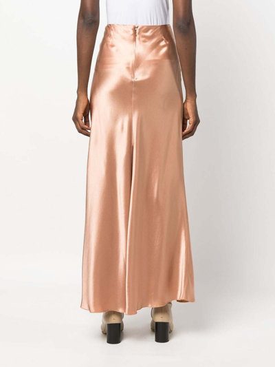 Shop Forte Forte Viscose Satin Long Skirt In Nude & Neutrals