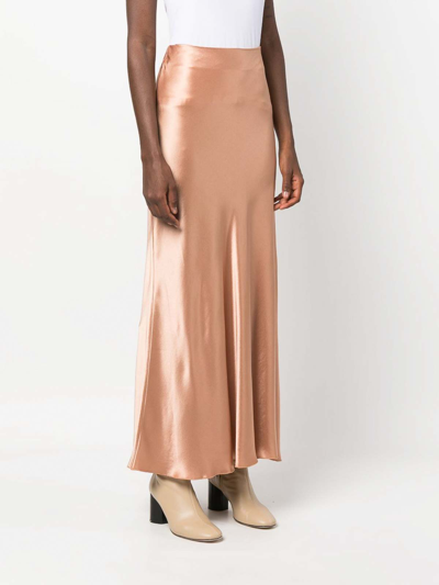 Shop Forte Forte Viscose Satin Long Skirt In Nude & Neutrals