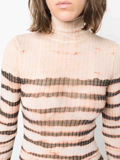 Shop Jean Paul Gaultier Striped Long Sleeve Top In Beige