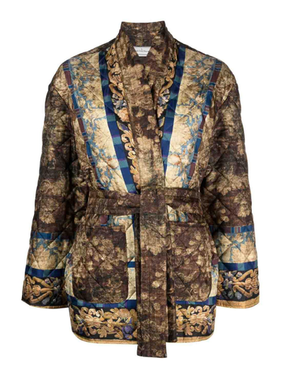 Shop Pierre-louis Mascia Silk Blend Kimono Jacket In Marrón