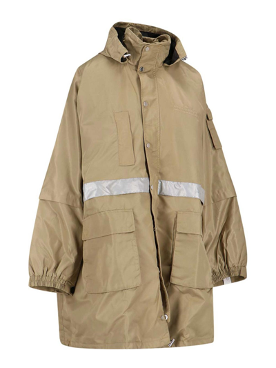 Rokh Logo Hooded Parka In Brown