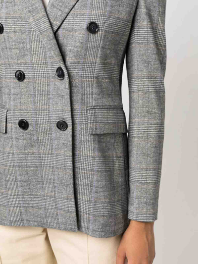 Shop Circolo 1901 Double-breasted Checked Cotton Jacket In Grey