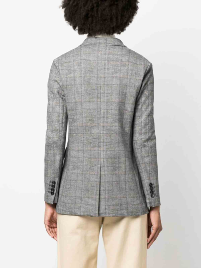 Shop Circolo 1901 Double-breasted Checked Cotton Jacket In Grey