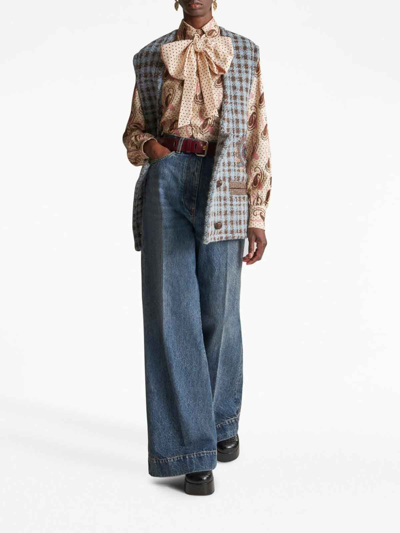 Etro Gilet In Misto Lana Ricamata Donna In Azul