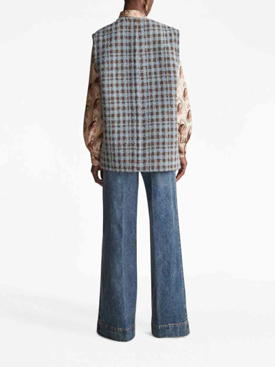 Etro Gilet In Misto Lana Ricamata Donna In Azul