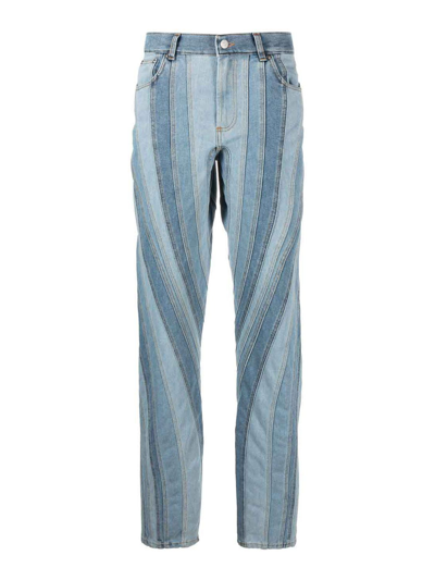 Shop Mugler Light Blue Straight-leg Jeans