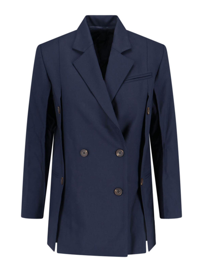 Shop Eudon Choi Structured Double-breasted Blazer In Azul