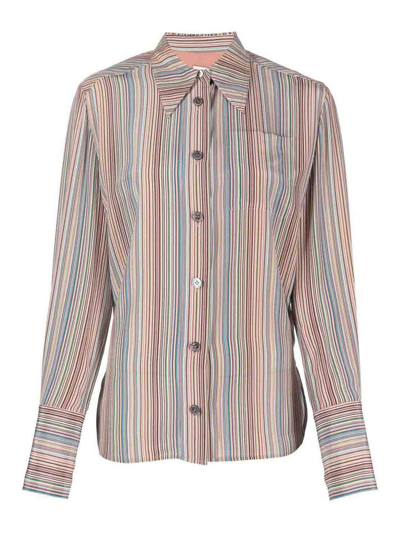 Shop Paul Smith Signature Stripe Silk Shirt In Multicolor