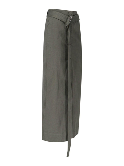 Sa Su Phi Cotton Skirt With Adjustable Waist And Front Slit In Gray