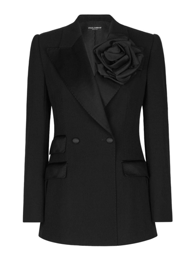 Shop Dolce & Gabbana Wool Blazer Jacket In Black