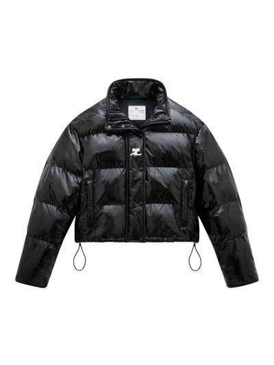 Shop Courrèges Vinyl Puffer Jacket In Black