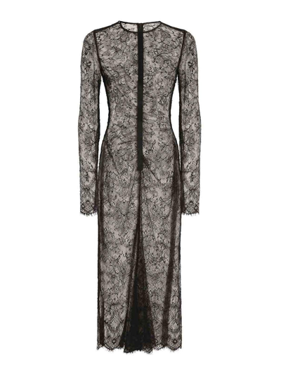 Shop Dolce & Gabbana Lace Midi Dress In Negro