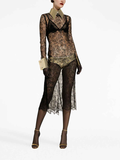 Shop Dolce & Gabbana Lace Midi Dress In Negro