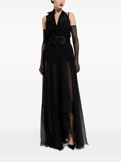 Shop Dolce & Gabbana Silk Long Dress In Negro