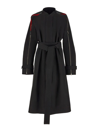 Shop Ferragamo Zip-detail Cotton Belted Trench Coat In Negro
