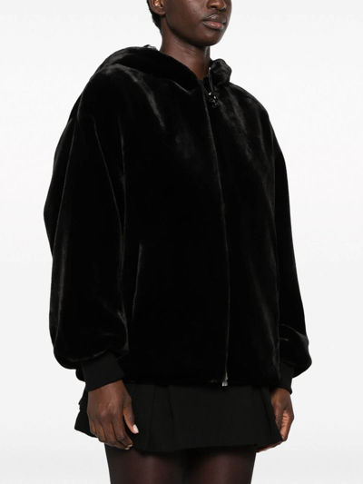 Shop Emporio Armani Faux-fur Hooded Jacket In Black