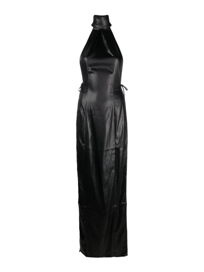 Shop Ludovic De Saint Sernin Halter Neck Long Dress In Negro
