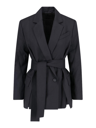 Eudon Choi Wool And Cashmere Double Breasted Blazer With Flap Pockets In Negro