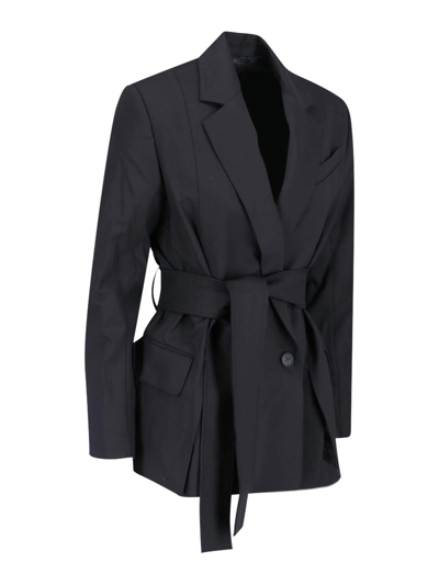 Eudon Choi Wool And Cashmere Double Breasted Blazer With Flap Pockets In Negro
