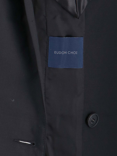 Eudon Choi Wool And Cashmere Double Breasted Blazer With Flap Pockets In Negro