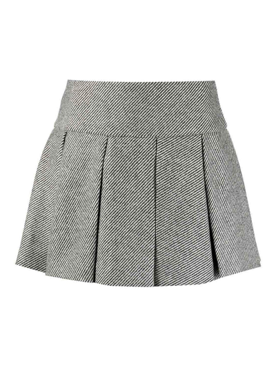 Shop Palto' Patou Pleated Wool Miniskirt In Grey
