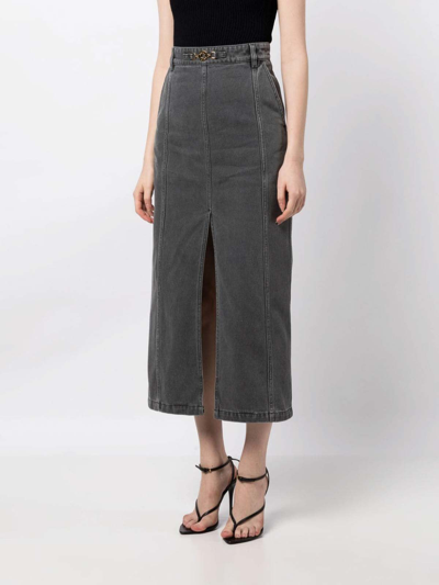 Shop Palto' Medallion Midi Skirt In Grey