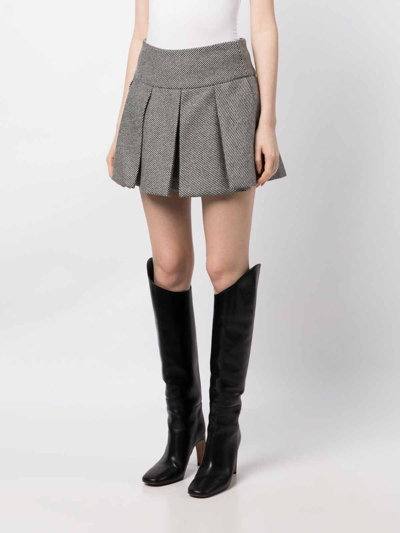 Shop Palto' Patou Pleated Wool Miniskirt In Grey