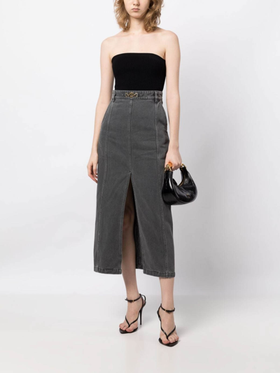 Shop Palto' Medallion Midi Skirt In Grey