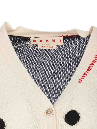 Shop Marni Polka-dot Cardigan In White