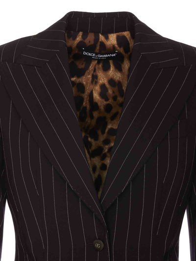 Dolce & Gabbana Gestreifter Blazer In Brown