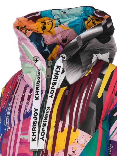 Shop Khrisjoy Puff Khris Graffiti Patch Down Jacket In Multicolour