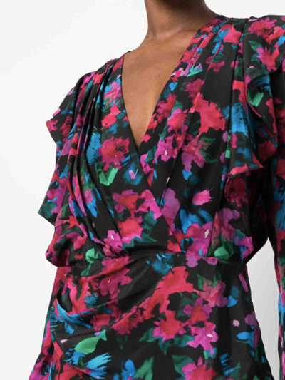 Iro Floral-print V-neck Silk Minidress In Multicolour
