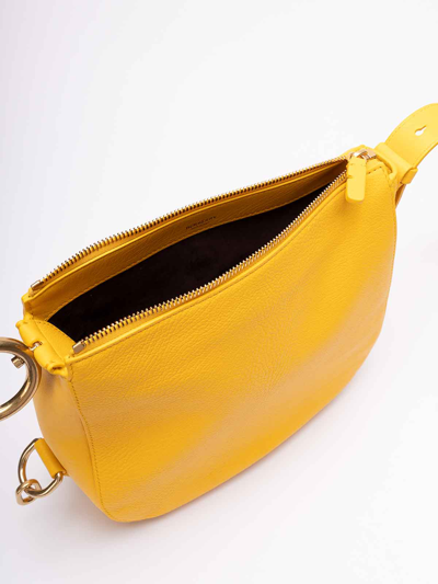 Shop Burberry Small `knight` Leather Shoulder Bag In Yellow