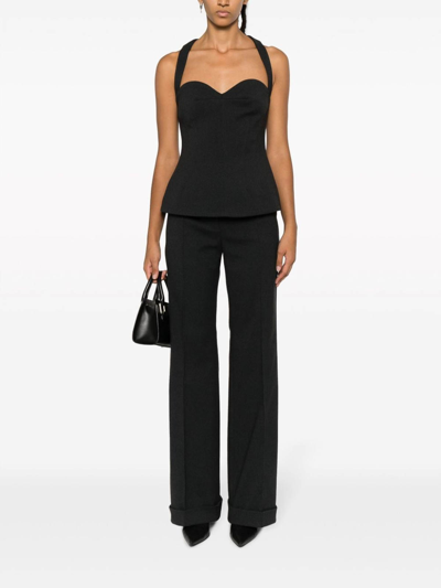 Philosophy Di Lorenzo Serafini Polyester Top With Sweetheart Neckline And Peplum Hem In Gris