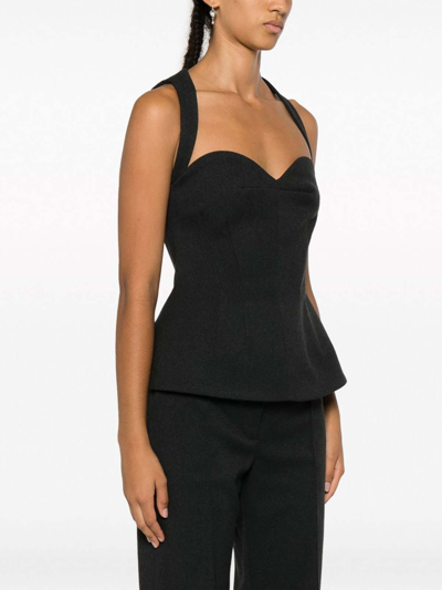 Philosophy Di Lorenzo Serafini Polyester Top With Sweetheart Neckline And Peplum Hem In Gris
