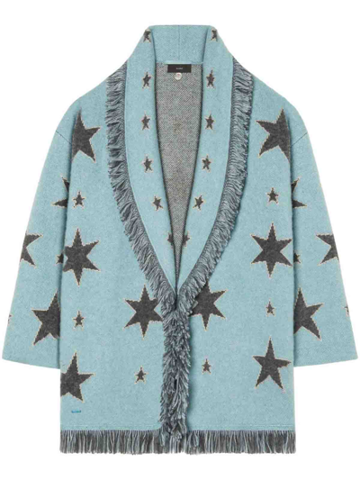 Shop Alanui `stargazing` Knit Cardigan In Blue