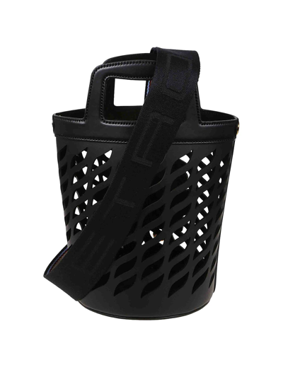 Etro Woman Black Leather Bucket Bag In Black
