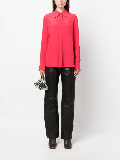 Shop Lanvin Long Sleeve Regular Fit Shirt In Red