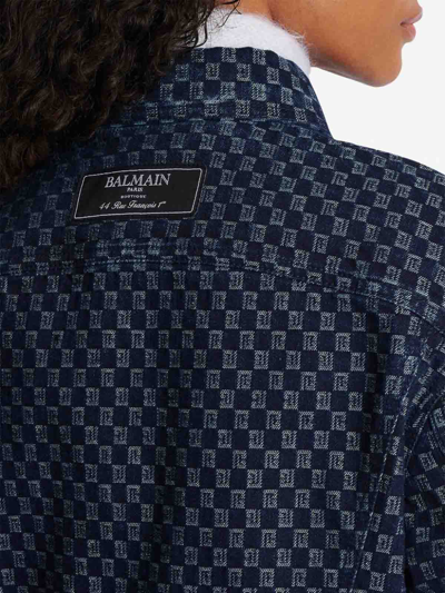 Shop Balmain Boxy Denim Jacket In Light Beige
