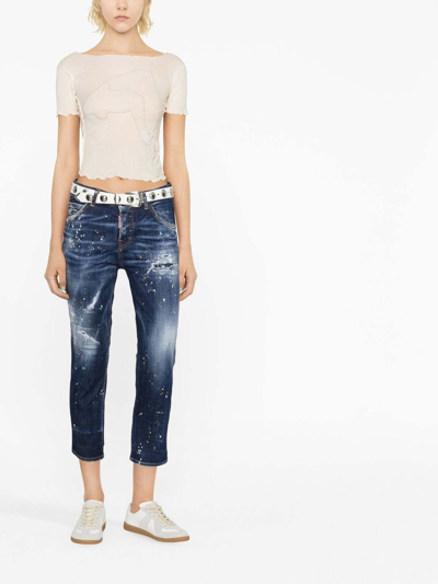 Shop Dsquared2 Cool Girl Cropped Jeans In Azul Oscuro