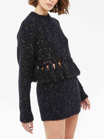 Alanui The Astral Metallic-knit Cropped Sweater In Blue