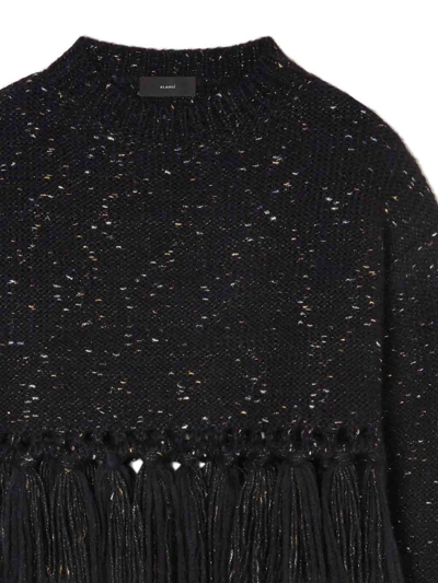 Alanui The Astral Metallic-knit Cropped Sweater In Blue