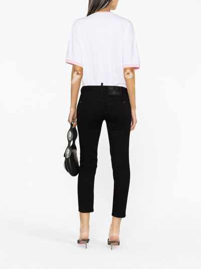 Shop Dsquared2 Medium Waist Cropped In Negro