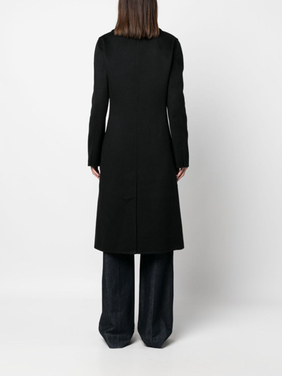 Shop Lanvin Double Breasted Mid Length Coat In Black